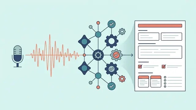 音声から記録・決定・タスクを構造化するイラスト