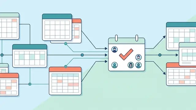 複数人の空き時間を一つの予定へまとめるイラスト
