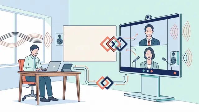 音声・映像・画面共有を安定させるWeb会議のイラスト
