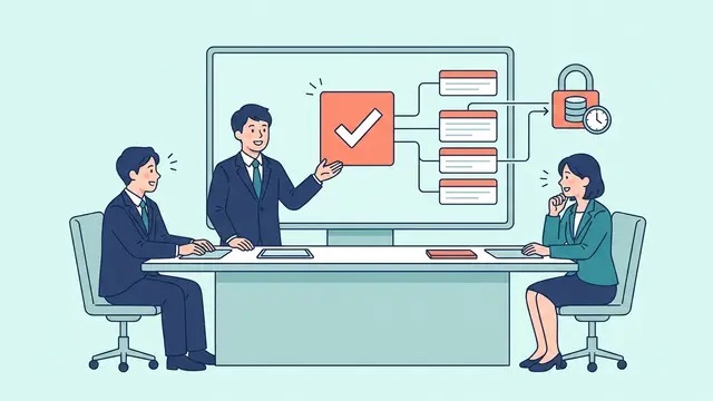 会議の決定と背景を安全に保存するイラスト