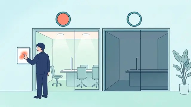 会議室の空き状況と予約を管理するイラスト