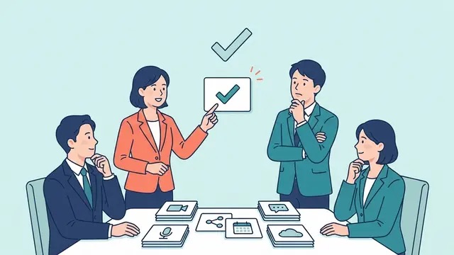 会議ツールをチームで比較して選ぶイラスト